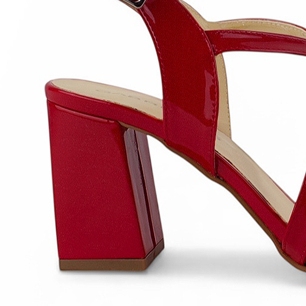 Zapatilla Rojo Mujer Tiras Cruzadas Tacon Ancho Elegante Moda 3403017