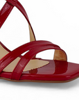 Zapatilla Rojo Mujer Tiras Cruzadas Tacon Ancho Elegante Moda 3403017