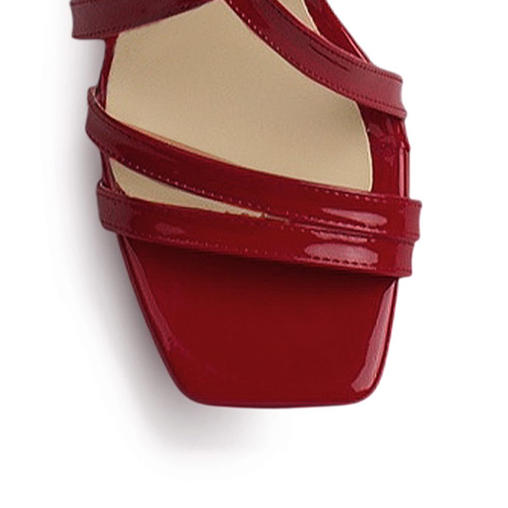 Zapatilla Rojo Mujer Tiras Cruzadas Tacon Ancho Elegante Moda 3403017