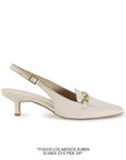Zapatilla Beige Mujer Moda Diseño Puntiagudo Tacon Bajo Delgado 4940010