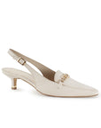Zapatilla Beige Mujer Moda Diseño Puntiagudo Tacon Bajo Delgado 4940010