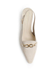 Zapatilla Beige Mujer Moda Diseño Puntiagudo Tacon Bajo Delgado 4940010