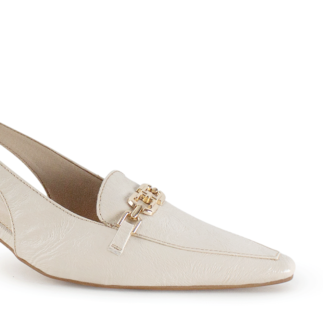 Zapatilla Beige Mujer Moda Diseño Puntiagudo Tacon Bajo Delgado 4940010