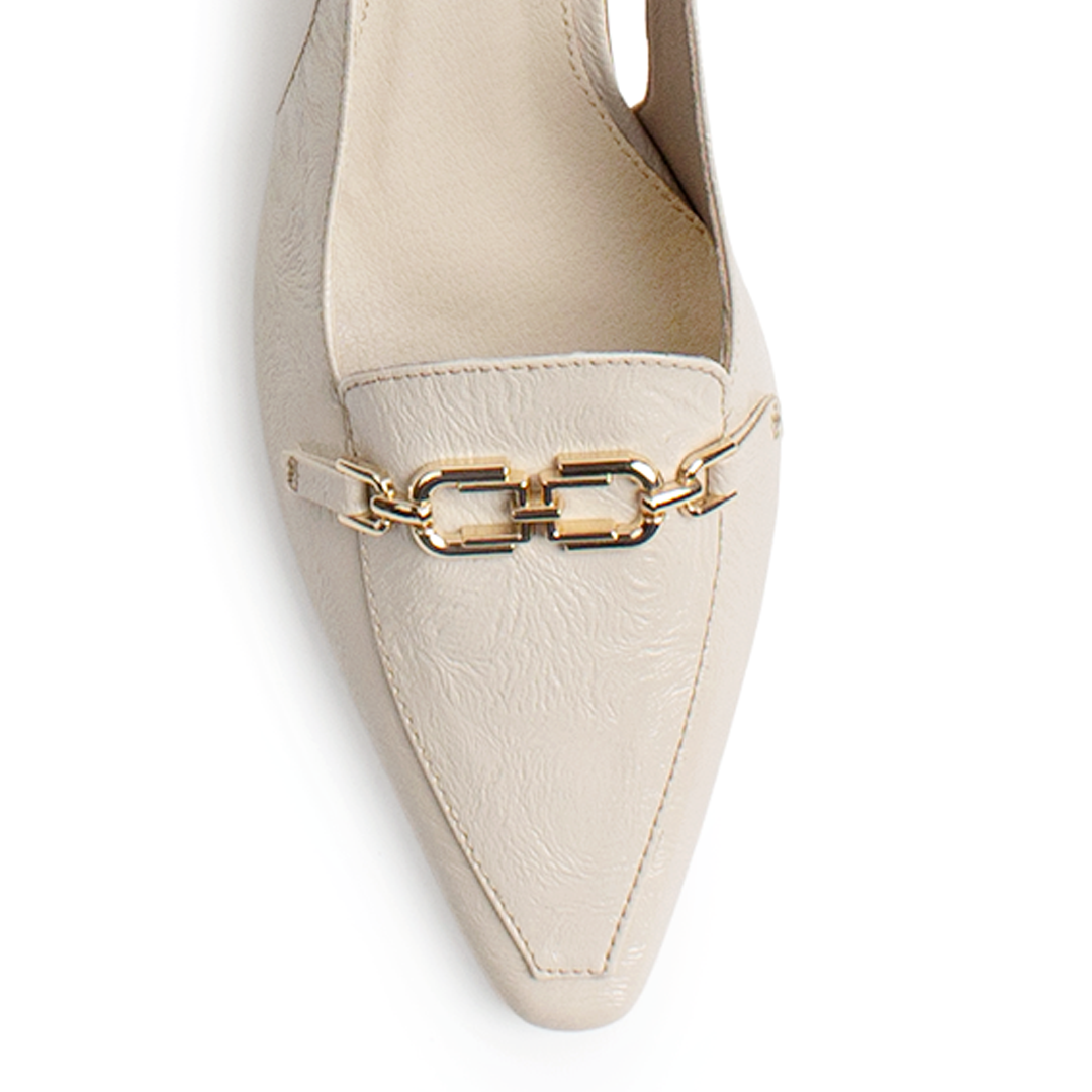 Zapatilla Beige Mujer Moda Diseño Puntiagudo Tacon Bajo Delgado 4940010