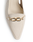 Zapatilla Beige Mujer Moda Diseño Puntiagudo Tacon Bajo Delgado 4940010