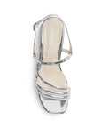 Zapatilla Plata Descubierta Mujer Tiras Cruzadas Pulsera Moda Dama 4940023
