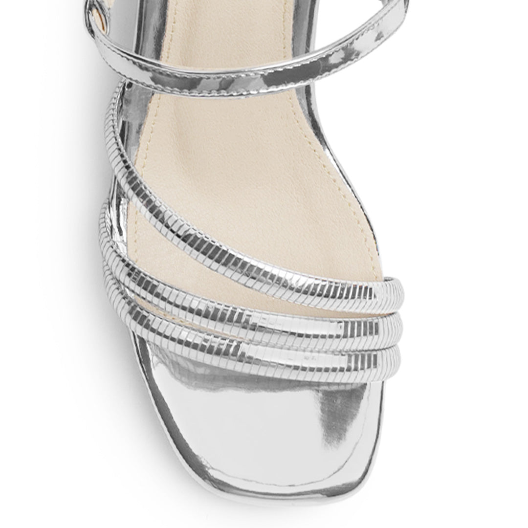 Zapatilla Plata Descubierta Mujer Tiras Cruzadas Pulsera Moda Dama 4940023