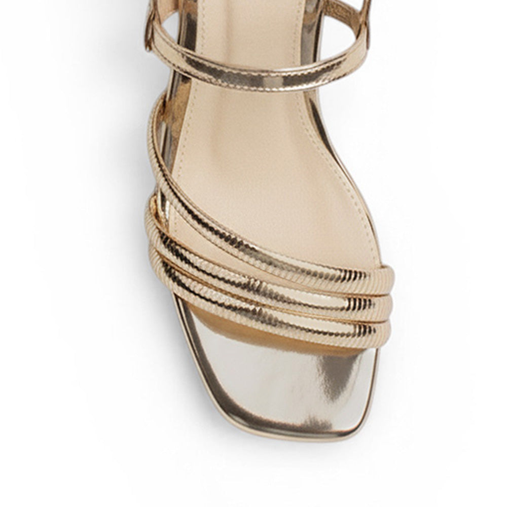 Zapatilla Oro Descubierta Mujer Tiras Cruzadas Pulsera Moda Dama 4940024