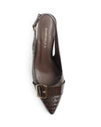 Zapatilla Cafe Dama Elegante Hebilla Frontal Tacon Ancho 4940003