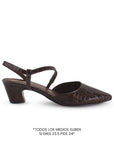 Zapatilla Cafe Mujer Casual Tacon Bajo Punta Fina Tira Cruzada 4940005