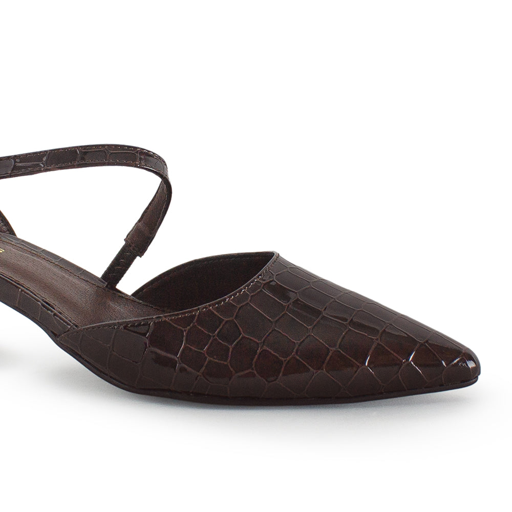 Zapatilla Cafe Mujer Casual Tacon Bajo Punta Fina Tira Cruzada 4940005