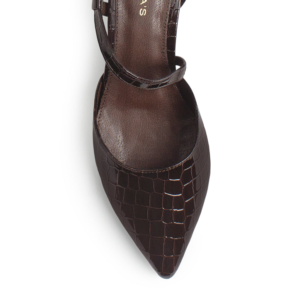 Zapatilla Cafe Mujer Casual Tacon Bajo Punta Fina Tira Cruzada 4940005