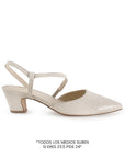 Zapatilla Beige Mujer Casual Tacon Bajo Punta Fina Tira Cruzada 4940006