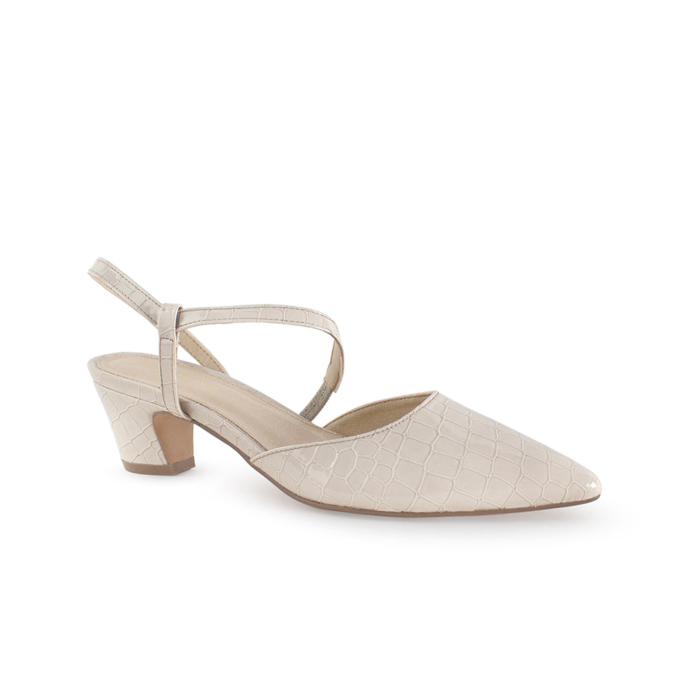 Zapatilla Beige Mujer Casual Tacon Bajo Punta Fina Tira Cruzada 4940006
