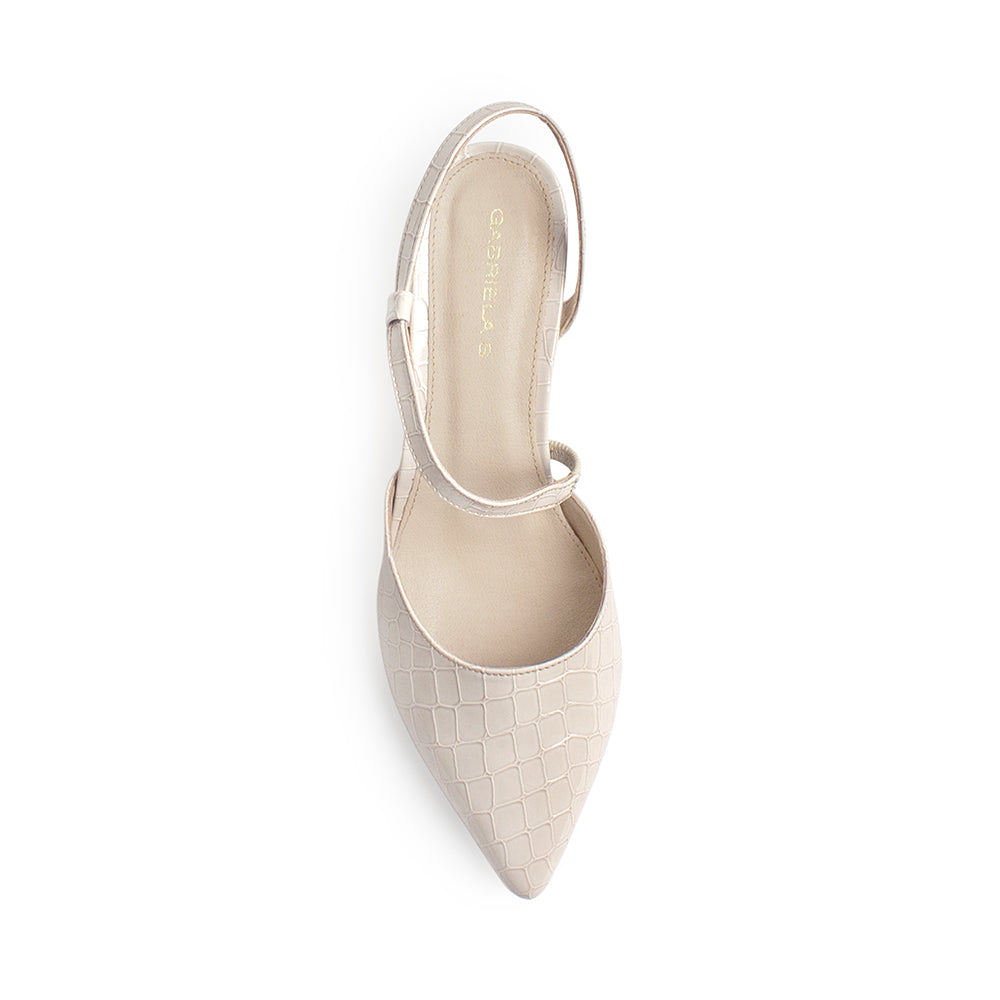Zapatilla Beige Mujer Casual Tacon Bajo Punta Fina Tira Cruzada 4940006
