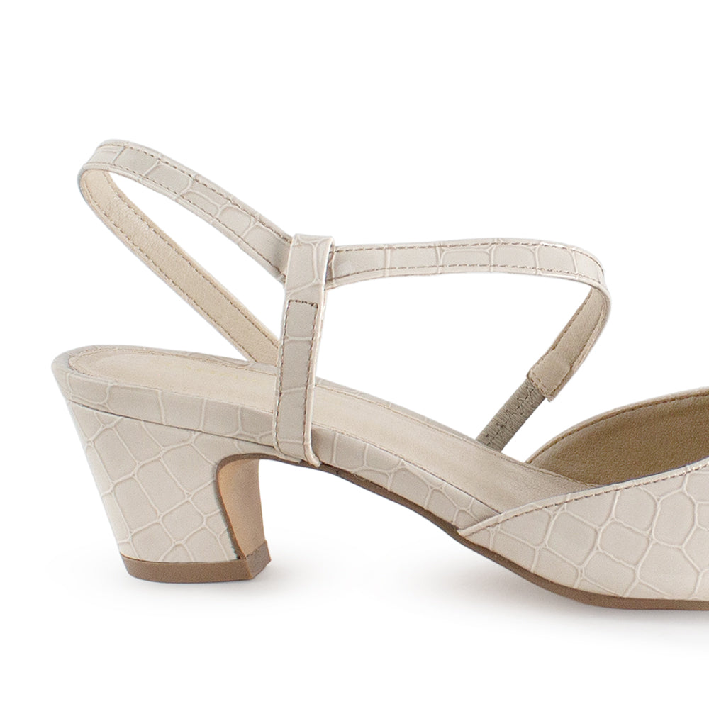 Zapatilla Beige Mujer Casual Tacon Bajo Punta Fina Tira Cruzada 4940006
