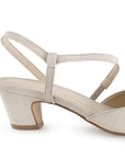 Zapatilla Beige Mujer Casual Tacon Bajo Punta Fina Tira Cruzada 4940006