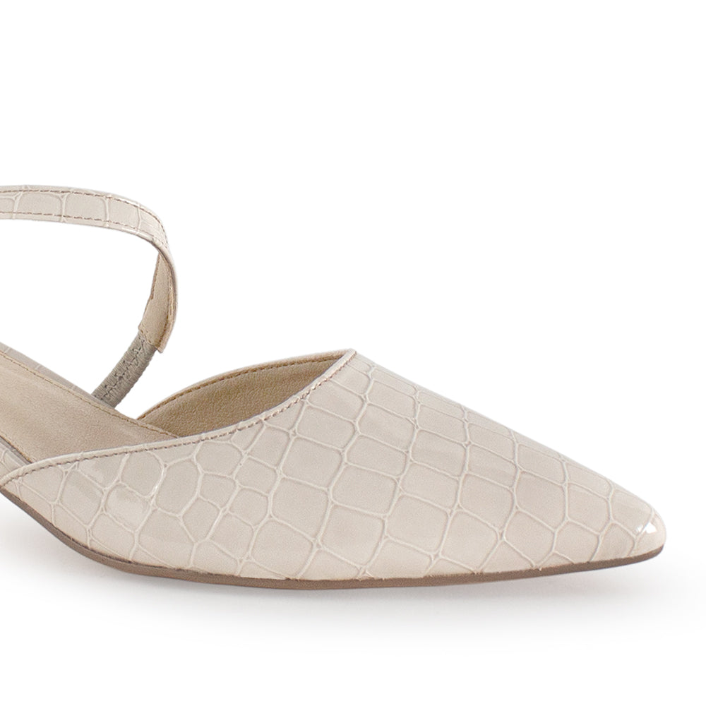 Zapatilla Beige Mujer Casual Tacon Bajo Punta Fina Tira Cruzada 4940006