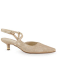 Zapatilla Beige Dama Casual Tira Cruzada Tacon Bajo Moda 4940008
