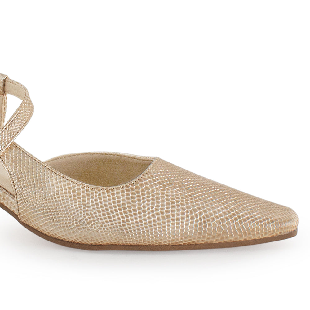 Zapatilla Beige Dama Casual Tira Cruzada Tacon Bajo Moda 4940008