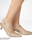 Zapatilla Beige Dama Casual Tira Cruzada Tacon Bajo Moda 4940008
