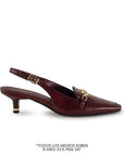 Zapatilla Vino Mujer Moda Diseño Puntiagudo Tacon Bajo Delgado 4940009