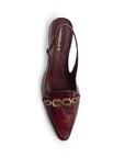 Zapatilla Vino Mujer Moda Diseño Puntiagudo Tacon Bajo Delgado 4940009