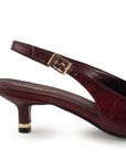 Zapatilla Vino Mujer Moda Diseño Puntiagudo Tacon Bajo Delgado 4940009