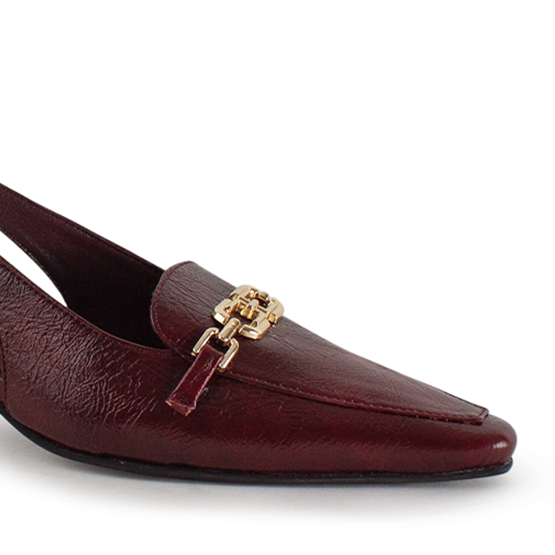Zapatilla Vino Mujer Moda Diseño Puntiagudo Tacon Bajo Delgado 4940009