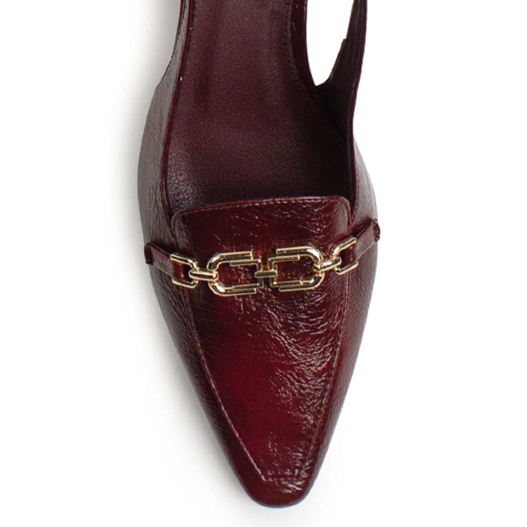 Zapatilla Vino Mujer Moda Diseño Puntiagudo Tacon Bajo Delgado 4940009