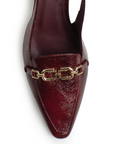 Zapatilla Vino Mujer Moda Diseño Puntiagudo Tacon Bajo Delgado 4940009