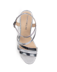 Zapatilla Plata Moda Mujer Tiras Cruzadas Tacon Ancho Casual 4860018