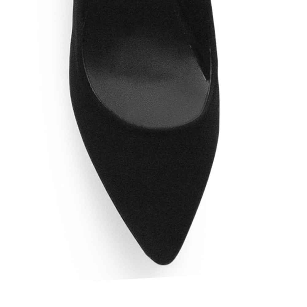 Zapatilla Negro Mujer Tacon Ancho Puntal Moda Dama Elegante 1770114