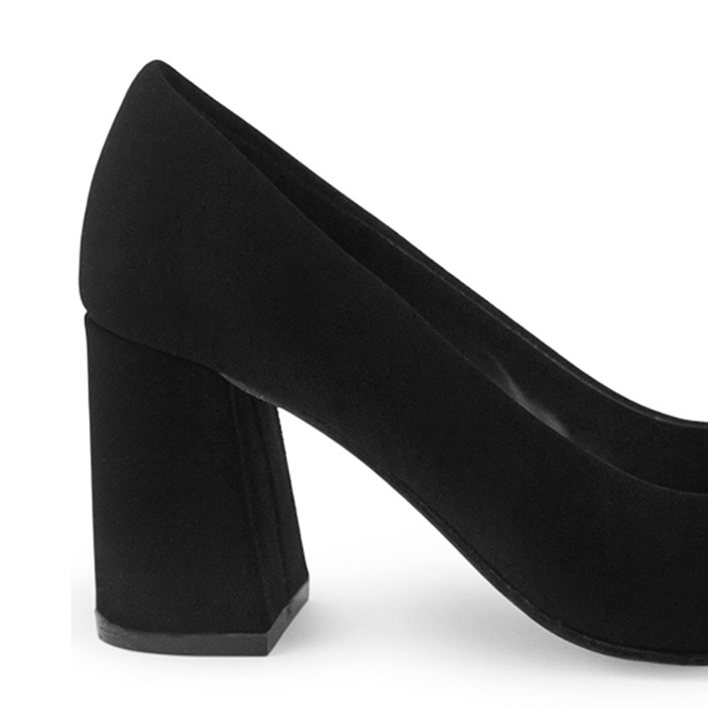 Zapatilla Negro Mujer Tacon Ancho Puntal Moda Dama Elegante 1770114
