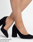 Zapatilla Negro Mujer Tacon Ancho Puntal Moda Dama Elegante 1770114