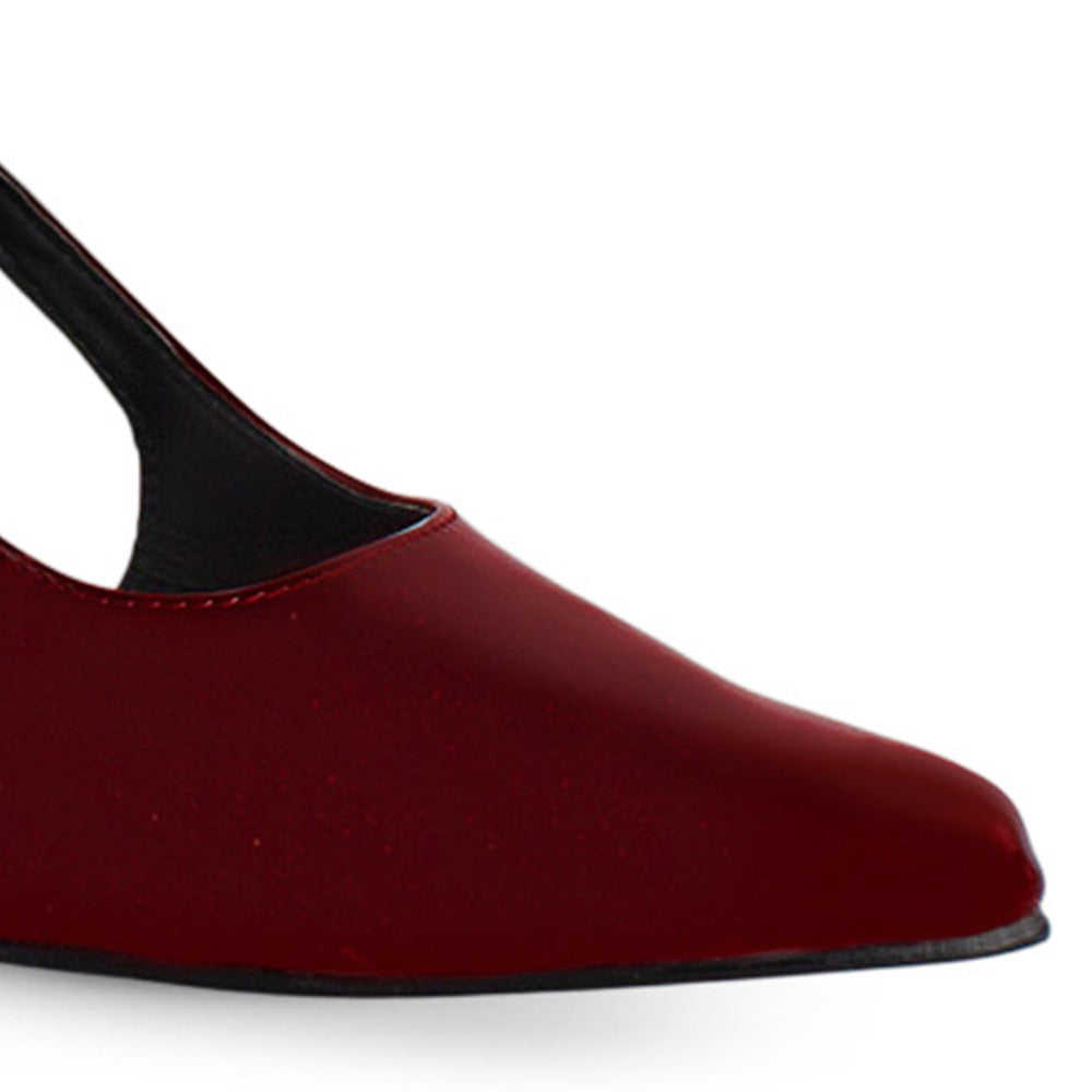 Zapatilla Vino Puntal Elegante Mujer Destalonado Tacon Ancho 1770125