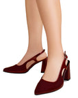 Zapatilla Vino Puntal Elegante Mujer Destalonado Tacon Ancho 1770125