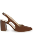 Zapatilla Café Puntal Elegante Mujer Destalonado Tacon Ancho 1770126