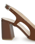 Zapatilla Café Puntal Elegante Mujer Destalonado Tacon Ancho 1770126