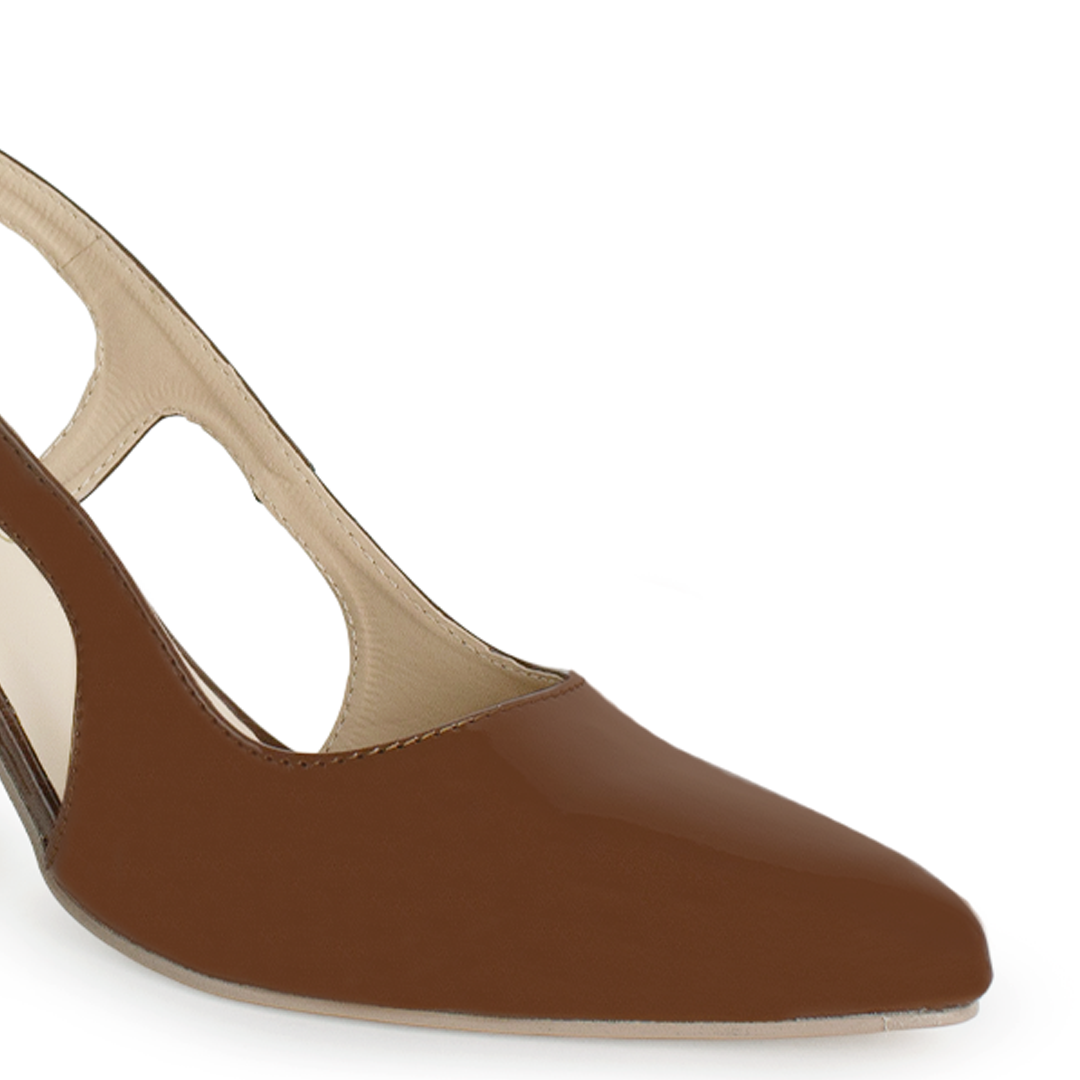 Zapatilla Café Puntal Elegante Mujer Destalonado Tacon Ancho 1770126