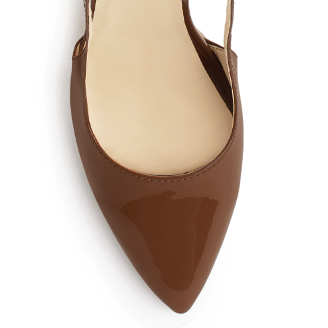 Zapatilla Café Puntal Elegante Mujer Destalonado Tacon Ancho 1770126
