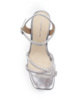Zapatilla Plata Punta Cuadrada Brillos Mujer Tacon Ancho Moda 4840027