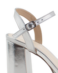 Zapatilla Plata Punta Cuadrada Brillos Mujer Tacon Ancho Moda 4840027