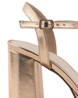 Zapatilla Oro Rosa Punta Cuadrada Brillos Mujer Tacon Ancho Moda 4840028