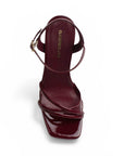 Zapatilla Vino Mujer Tacon Ancho Alto Tiras Elegante Moda Fiesta 4840050