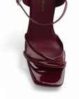 Zapatilla Vino Mujer Tacon Ancho Alto Tiras Elegante Moda Fiesta 4840050