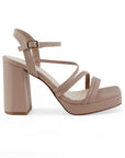 Zapatilla Maquillaje Mujer Tacon Ancho Tiras Cruzadas Moda Elegante 4840052