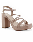 Zapatilla Maquillaje Mujer Tacon Ancho Tiras Cruzadas Moda Elegante 4840052