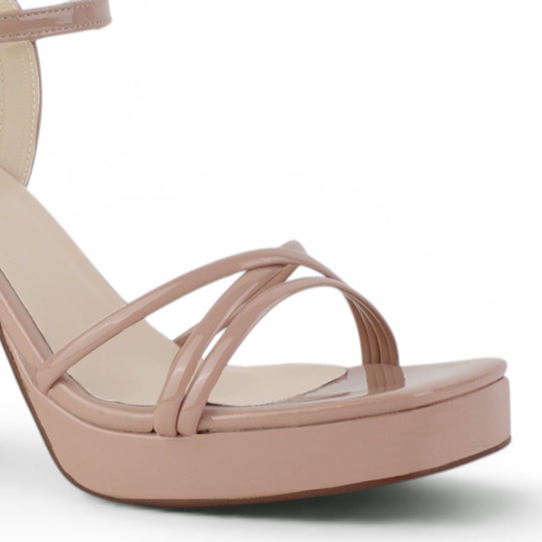 Zapatilla Maquillaje Mujer Tacon Ancho Alto Tiras Elegante Moda Fiesta 4840053