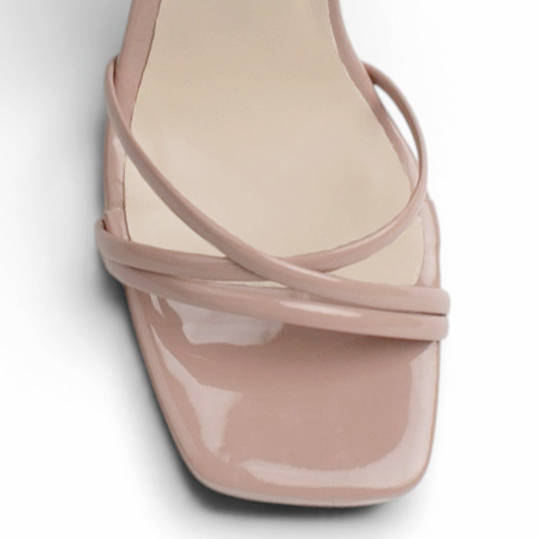 Zapatilla Maquillaje Mujer Tacon Ancho Alto Tiras Elegante Moda Fiesta 4840053